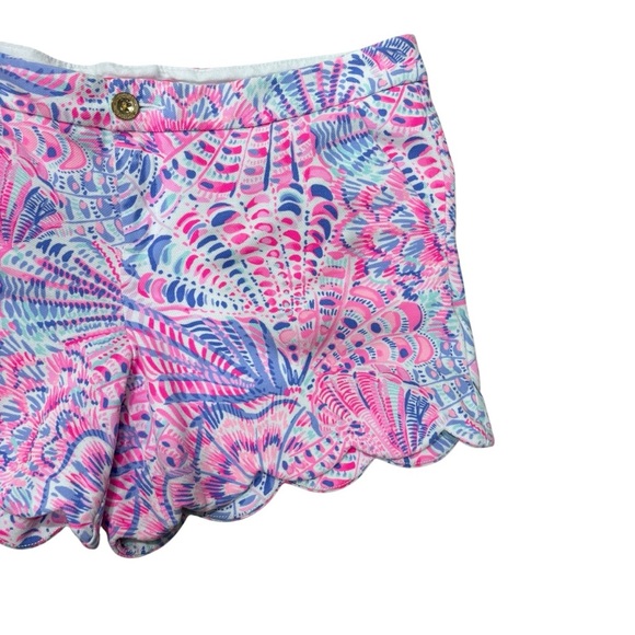 Lilly Pulitzer Buttercup Knit Scalloped Hem Shorts Raz Berry Sea You Soon Sz 14 - Picture 3 of 8